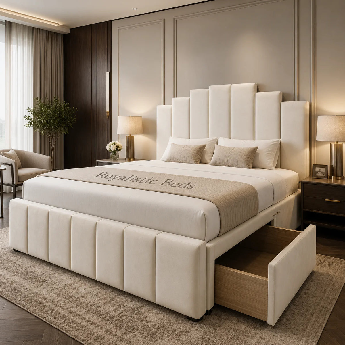 2026 Art Deco Storage Bed with optional drawers
