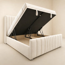 Royalistic Solid Ottoman Storage Bed — Cream Velvet