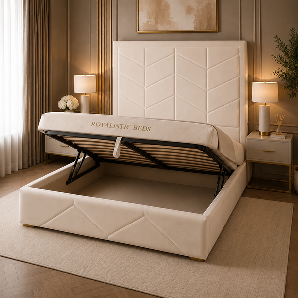 The Vesta Luxe Slatted Ottoman Bed